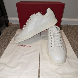 Salvatore Ferragamo White Leather Sneakers